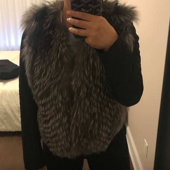 VINCE real fox fur jacket with leather sleeves - Picture 9 of 9